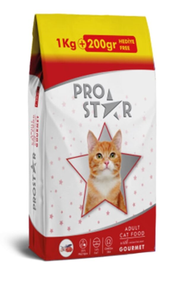 Pro Star Gourmet Kedi Maması 1200gr - Tavuklu, Balıklı, Kuzu Etli Zengin İçerik - Görsel 2
