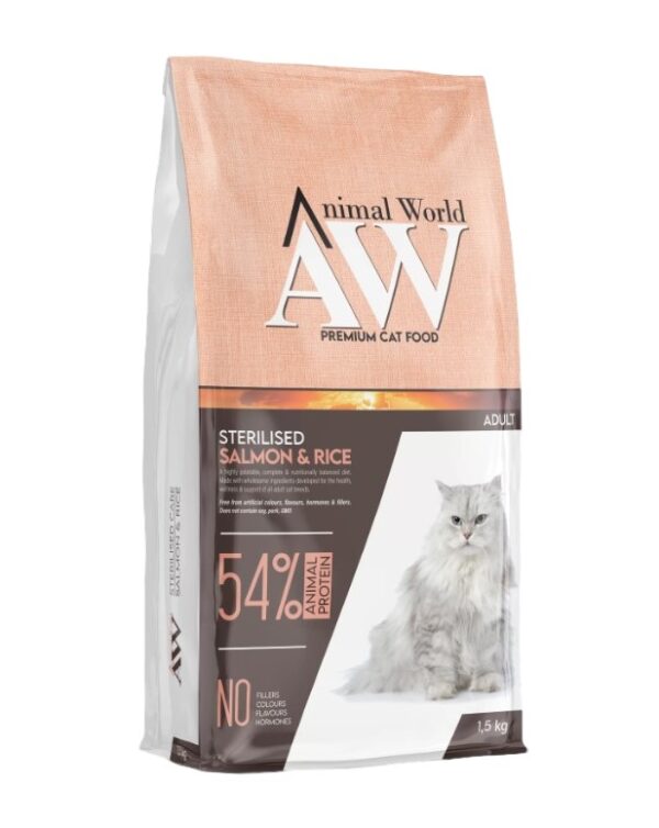 Aw Sterilised Somonlu Kısır Kedi Maması - 1.5 Kg | Sağlıklı ve Dengeli Beslenme