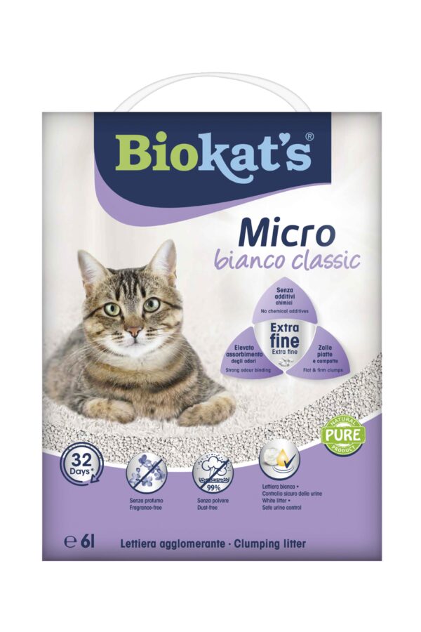 Biokats Kedi Kumu Micro Bianco Classic - 6lt | Yüksek Hijyen ve Temizlik