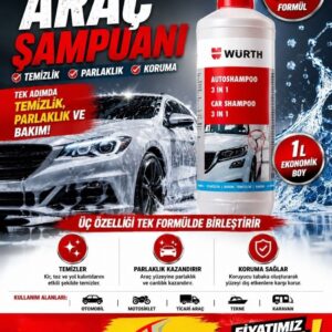 WÜRTH 3'ü 1 Arada Araba Şampuanı - Temizlik, Parlaklık ve Koruma