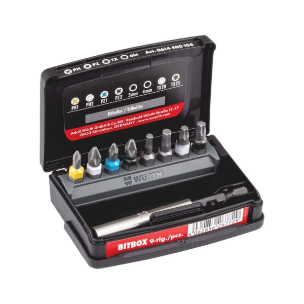 Würth BİTS UÇ SETİ PH/PZ/TX/ALLEN-9P – Çok Amaçlı 9 Parça Tornavida Uç Seti