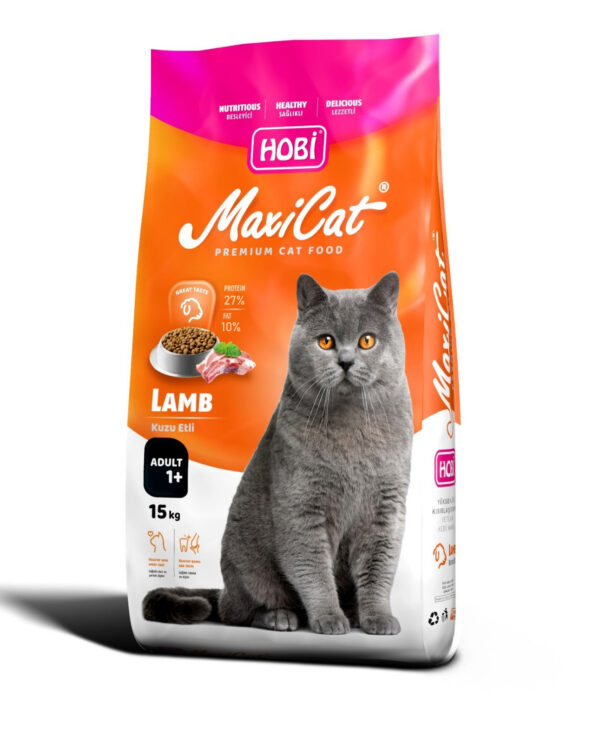 Hobi Maxicat Kuzu Etli Yetişkin Kedi Maması 15kg🐑 – Yüksek Proteinli, Hayvansal İçerikli Sağlıklı Mama