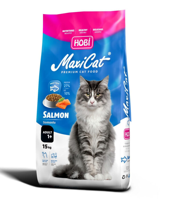 Hobi Maxicat Somonlu Yetişkin Kedi Maması 15kg – Lezzetli Somon Aromasıyla Zenginleştirilmiş Yüksek Proteinli Beslenme