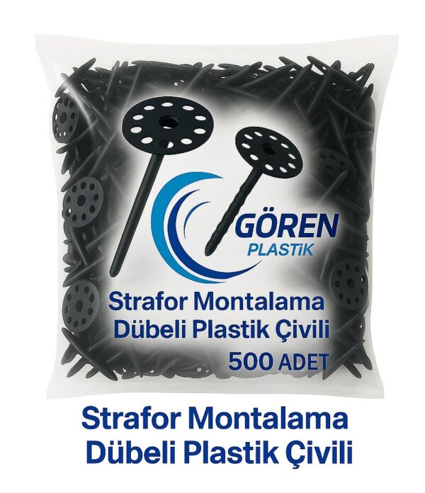 Strafor Mantolama Dübeli Plastik Çivili (500 Adet) - Güvenli Isı Yalıtım Sabitleyici - Görsel 5