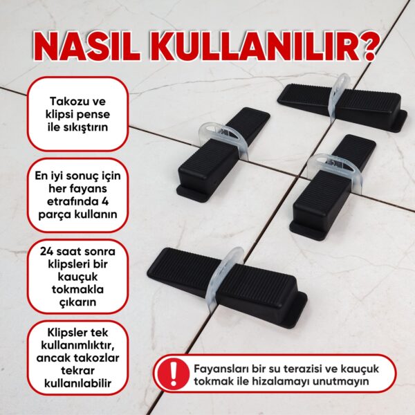 Seramik Seviye Tespit Takozu (100 Adet) - Mükemmel Fayans Tesviyesi İçin - Görsel 8