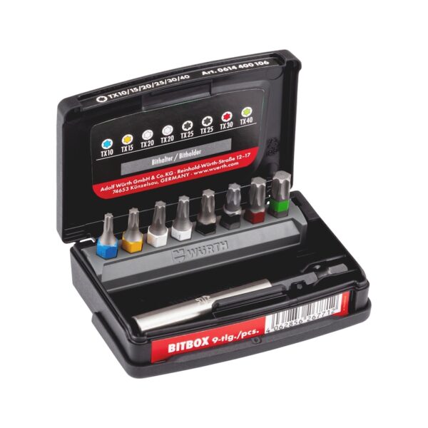 WÜRTH BİTS UÇ SETİ TX10-TX40 (9 Parça): ORSY® Sistemli Mıknatıslı TX Bits Uç Kutusu