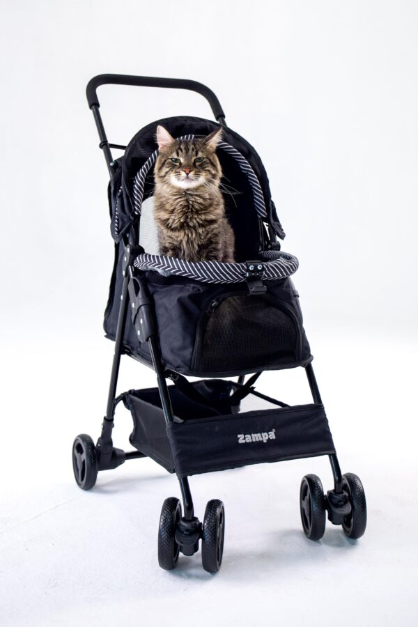 Zampa Showtime Siyah Kedi-Köpek Arabası (SP02XKB) | Katlanabilir, Fileli, Güvenli ve Ergonomik Tasarım - Görsel 3