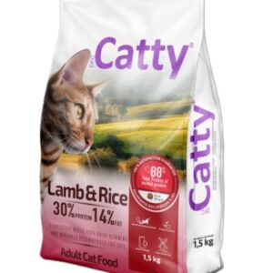 Catty Kuzu Etli Pirinçli Yetişkin Kedi Maması 1.5kg – Hassas ve Seçici Kediler İçin Tam Beslenme