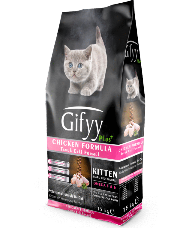 GIFYY Kitten Yavru Kedi Maması 15 KG – Tavuklu, Vitaminli, Yüksek Proteinli Premium Mama - Görsel 3