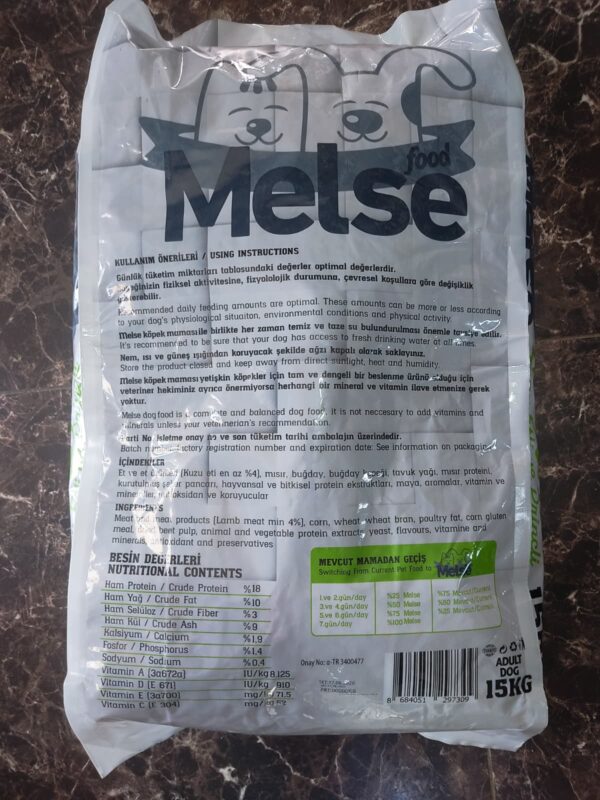 Melse Kuzu Etli ve Pirinçli Yetişkin Köpek Maması 15KG – Sağlıklı Beslenme İçin Doğal Seçim - Görsel 3