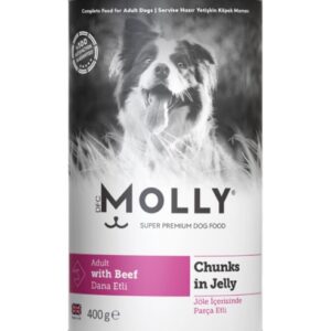 Molly Biftekli Jöleli Yetişkin Köpek Konservesi 400gr – Lezzetli ve Besleyici Tam Mama