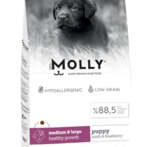 Molly Medium Large Puppy Kuzu Etli Yaban Mersinli Yavru Köpek Maması 15kg – Sağlıklı Gelişim İçin Premium Beslenme