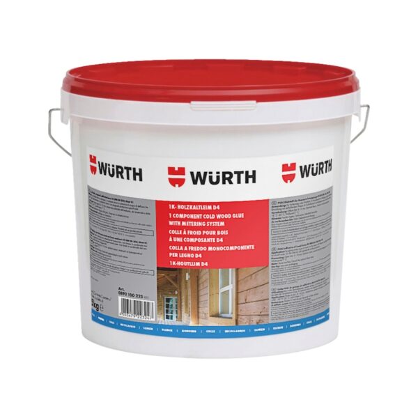Würth D4 Tek Bileşenli Ahşap Tutkalı – 12 Kg | Yüksek Su ve Isı Dayanımı