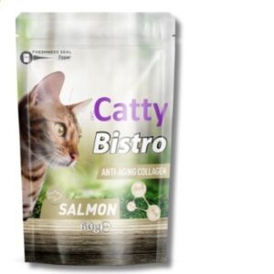 Catty Bistro Anti-Aging Collagen Somonlu Kedi Ödülü – 60gr | Yaşlanma Karşıtı Kolajen Desteğiyle Sağlıklı ve Lezzetli Ödül