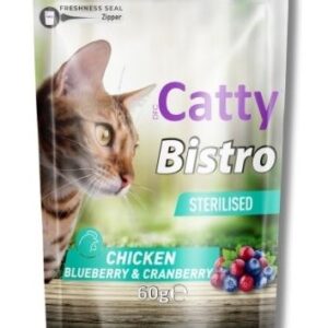 Catty Bistro Sterilised Tavuklu Kedi Ödülü – 60gr | Kısır Kedilere Özel Doğal Lezzet ve Bağışıklık Desteği