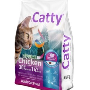 Catty Colourmix Tavuklu Yetişkin Kedi Maması – 1.5 Kg | Tüm Irklar İçin Dengeli Beslenme ve Sinir Sistemi Desteği