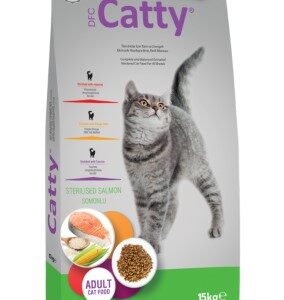 Catty Sterilised Somonlu Kısır Kedi Maması – 15 Kg | Sağlıklı Kilo Kontrolü ve Dengeli Beslenme Tüm Irklar İçin