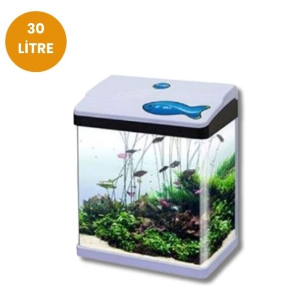 Sobo T-730F LED Işıklı Filtreli Akvaryum Seti – 30L Cam Tank, Kapaklı ve Renkli Tasarım