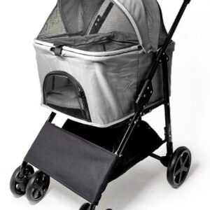 Zampa Albon Kedi Köpek Arabası Gri LD02-G 53x77x100 Cm - Katlanabilir, Geniş İç Hacimli ve Şık Taşıma Konforu