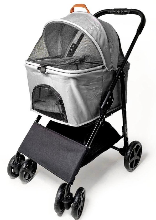 Zampa Albon Kedi Köpek Arabası Gri LD02-G 53x77x100 Cm - Katlanabilir, Geniş İç Hacimli ve Şık Taşıma Konforu