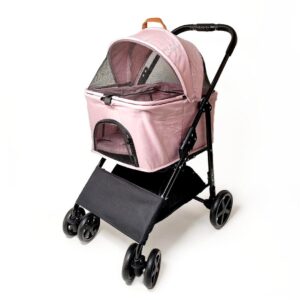 Zampa Albon Kedi Köpek Arabası Pembe LD02-P 53x77x100 Cm - Konforlu ve Güvenli Taşıma (20 KG’ye Kadar)