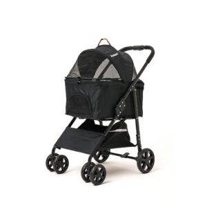 Zampa Albon Kedi Köpek Arabası Siyah LD02-B 53x77x100 Cm - Katlanabilir, Konforlu ve Güvenli Taşıma (20 KG’ye Kadar)