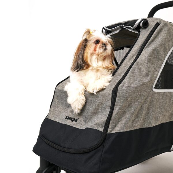 Zampa Alonso Kedi Köpek Arabası Gri BL06AL-G 60x97x111 Cm - Konforlu ve Katlanabilir Evcil Hayvan Taşıma Arabası (35 kg Kapasiteli) - Görsel 3