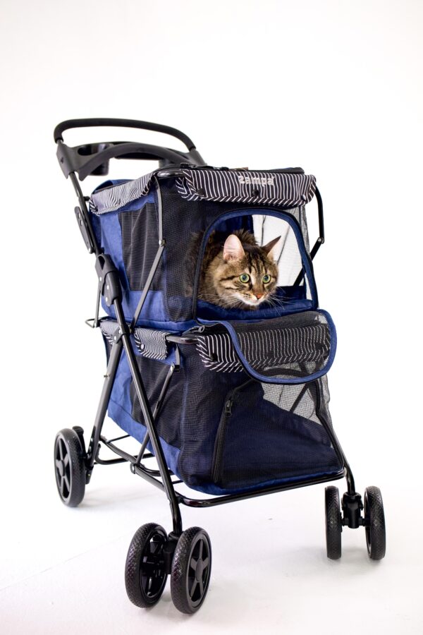 Zampa Twins Kedi Köpek Arabası Lacivert BL04N 51x85x100 Cm - Katlanabilir, Konforlu ve Güvenli Taşıma Çözümü