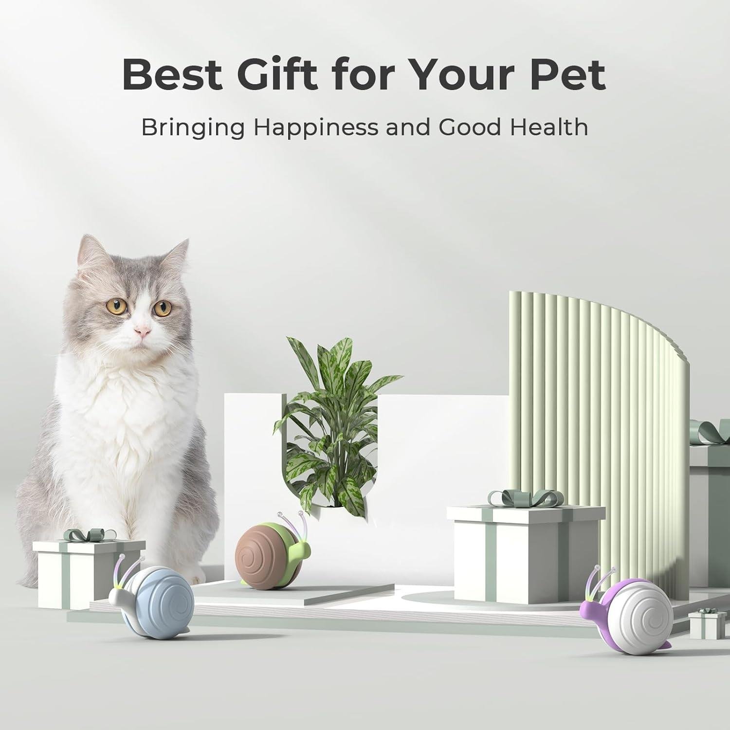 Cheerble Akıllı Kedi Oyuncağı – Şarjlı Salyangoz, Kahverengi, 7x5x5.8 cm - Görsel 4