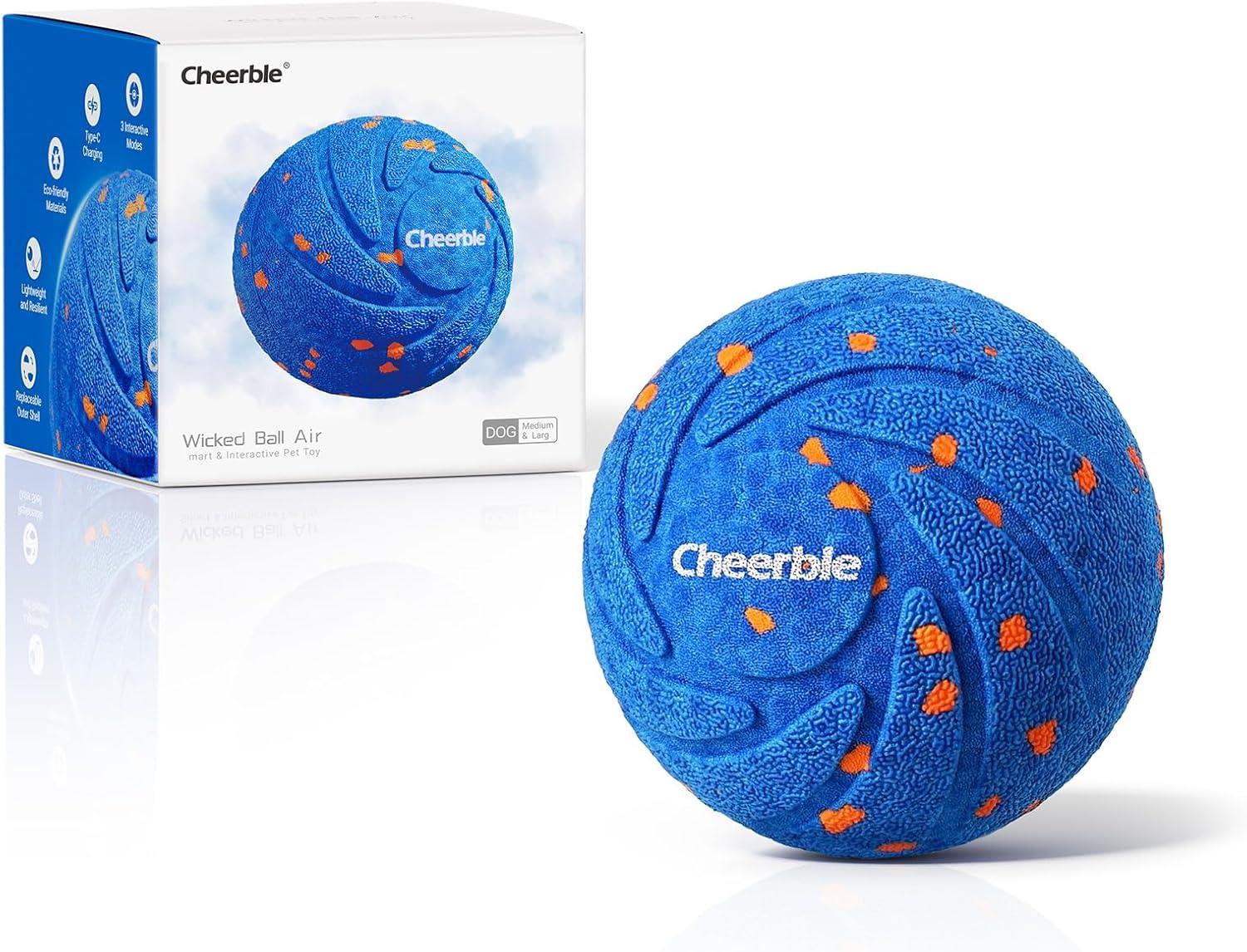 Cheerble Akıllı Köpek Oyuncağı – Şarjlı, Mavi, 7x7x7 cm, İnteraktif Hareketli Top