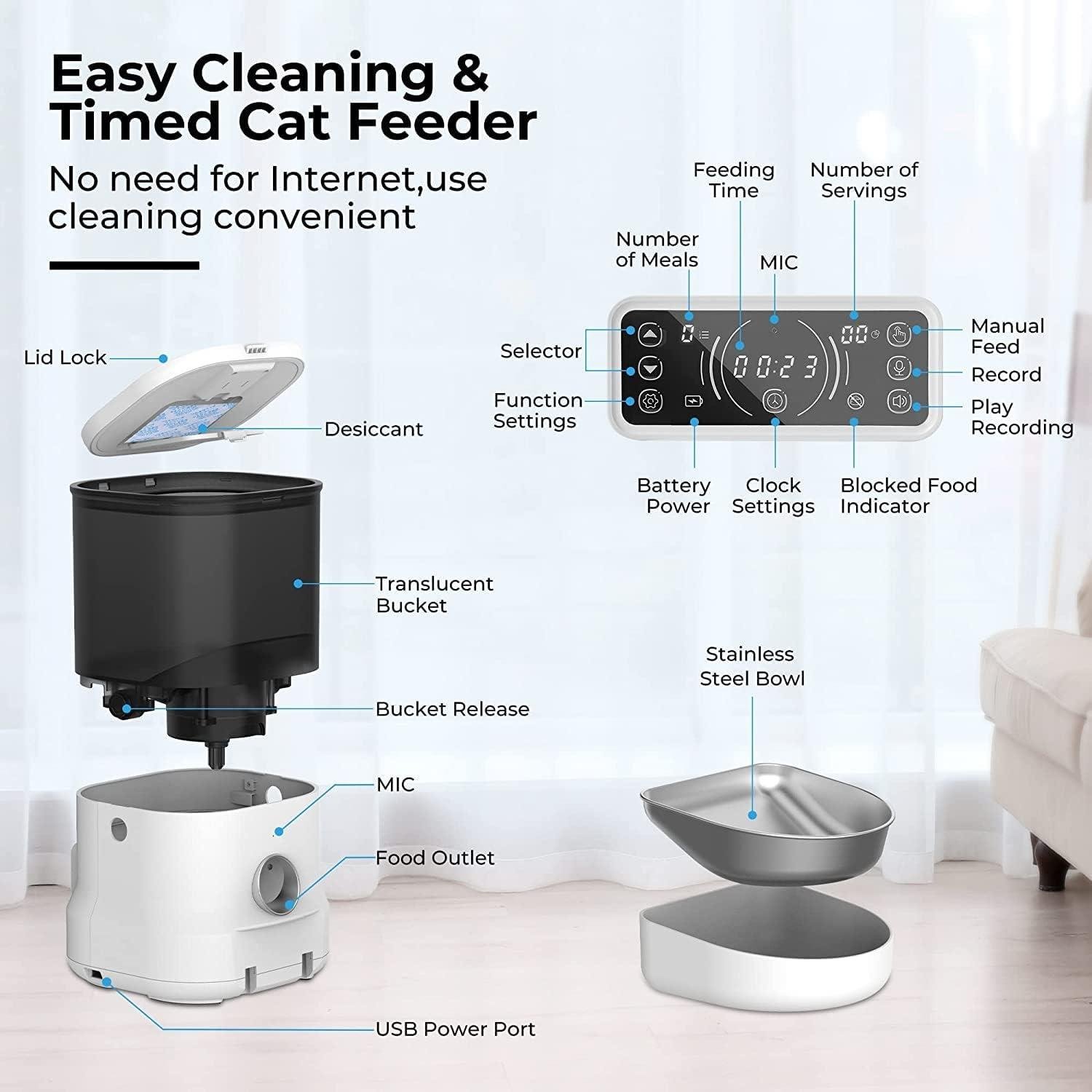 Dogness F12 Otomatik Mama Kabı – 4 Litre, Programlanabilir, Sesli Mesajlı, Şarjlı Kedi & Köpek Besleyici (35x20x32 cm) - Görsel 4