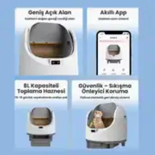 Electron ICB018 Akıllı Açık Kasa Otomatik Kedi Tuvaleti – Sessiz, Hijyenik ve Koku Gidericili Sistem - Görsel 2