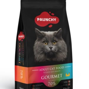 Paunchy Gourmet Renkli Yetişkin Kedi Maması 15 Kg – %30 Proteinli, Vitamin Zengini Tam Beslenme