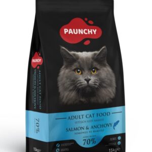 Paunchy Somonlu ve Hamsili Yetişkin Kedi Maması 15 Kg – %30 Proteinli, Omega Destekli Premium Beslenme
