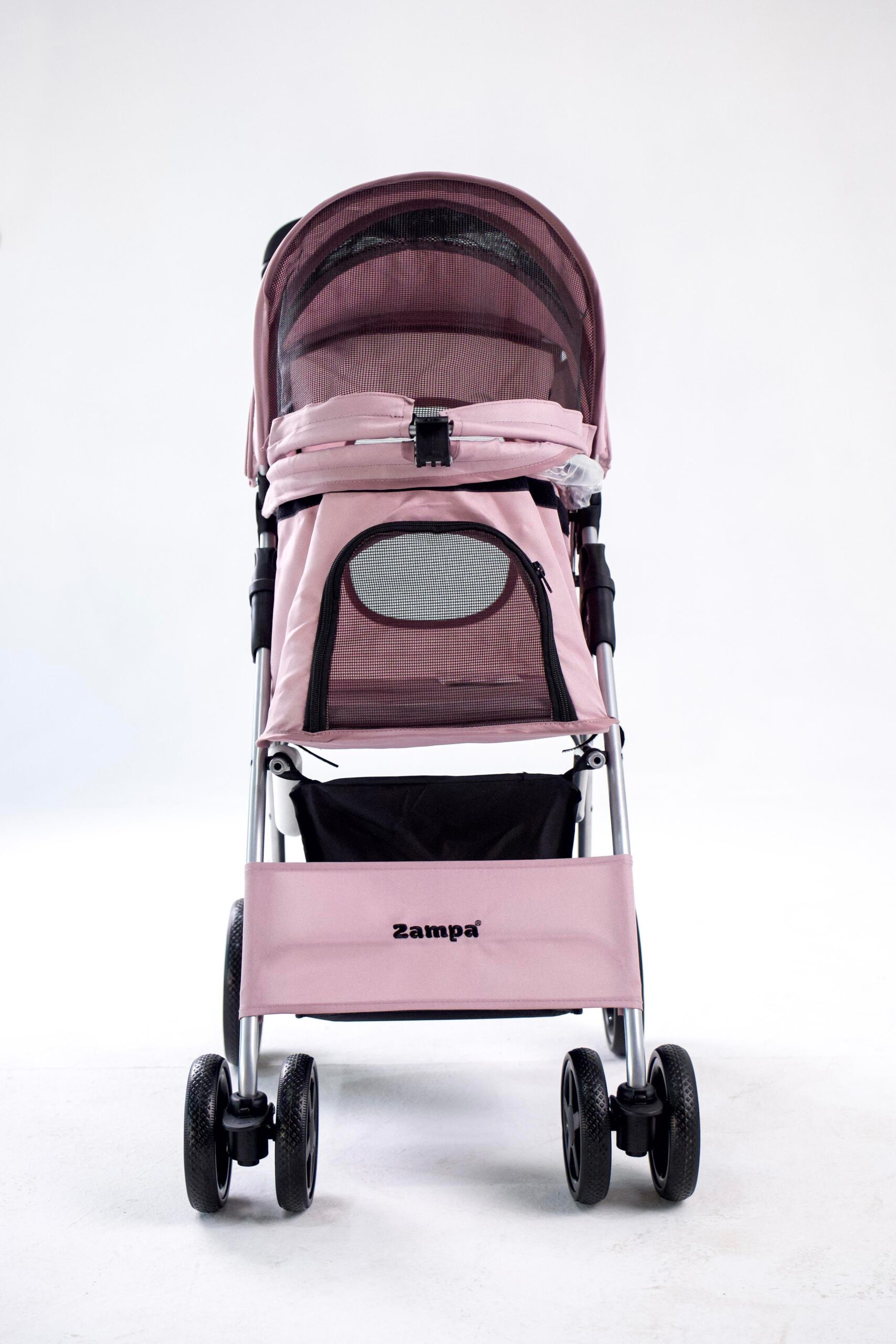 Zampa Favorite Pembe Kedi Köpek Arabası – Katlanabilir, Süspansiyonlu Tekerlekli, 15 KG Taşıma Kapasiteli 46x78x99 cm - Görsel 4