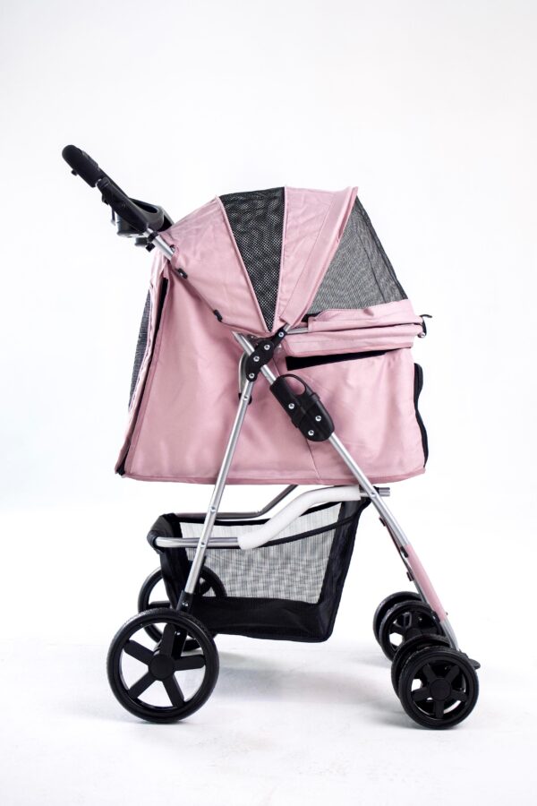 Zampa Favorite Pembe Kedi Köpek Arabası – Katlanabilir, Süspansiyonlu Tekerlekli, 15 KG Taşıma Kapasiteli 46x78x99 cm - Görsel 5