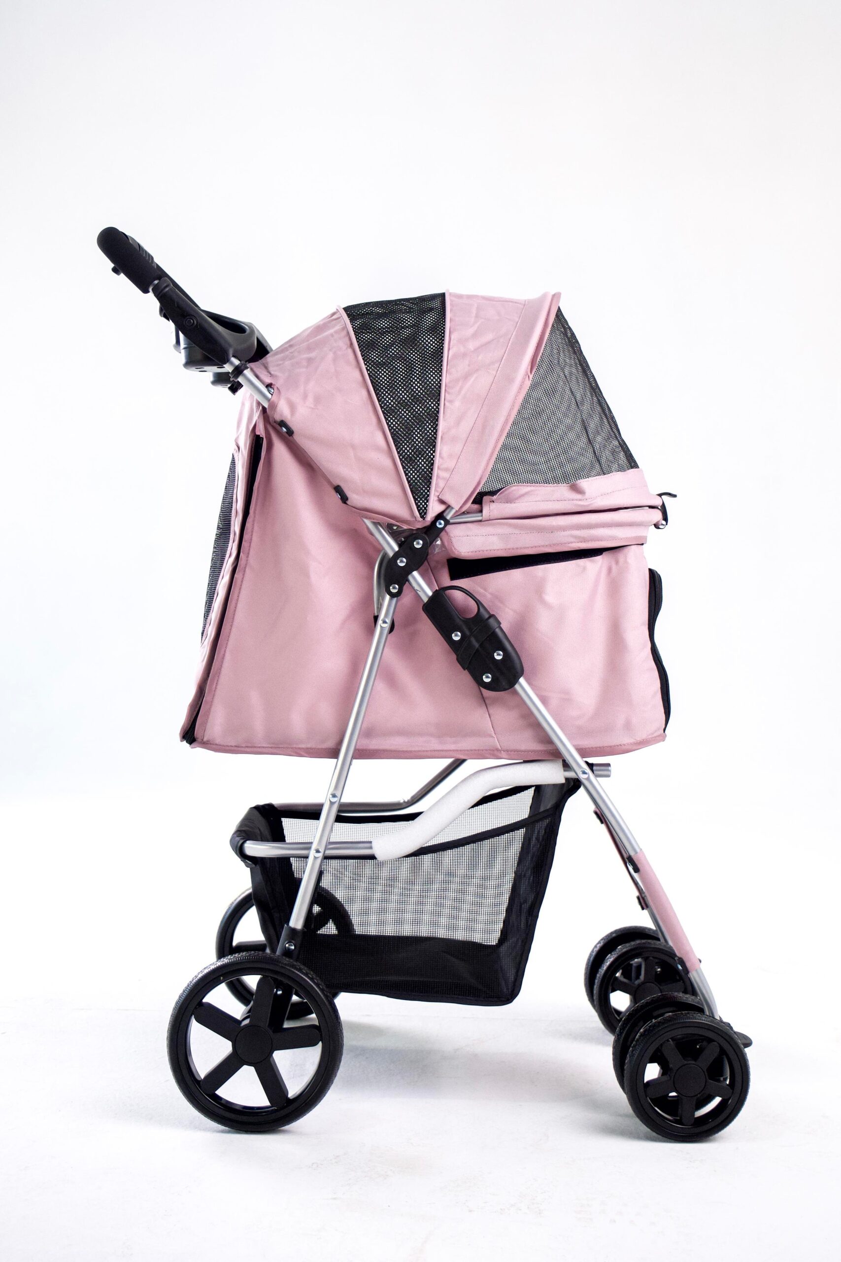 Zampa Favorite Pembe Kedi Köpek Arabası – Katlanabilir, Süspansiyonlu Tekerlekli, 15 KG Taşıma Kapasiteli 46x78x99 cm - Görsel 5