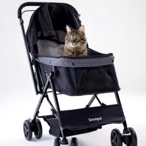 Zampa Nova BL08B Siyah Kedi Köpek Arabası – Katlanabilir, Çelik Gövdeli, 20 Kg Taşıma Kapasiteli