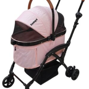 Zampa Orbit BL01T-P Pembe Kedi Köpek Arabası – Hafif, Katlanabilir, Fileli Tasarım, 34x69x95 cm