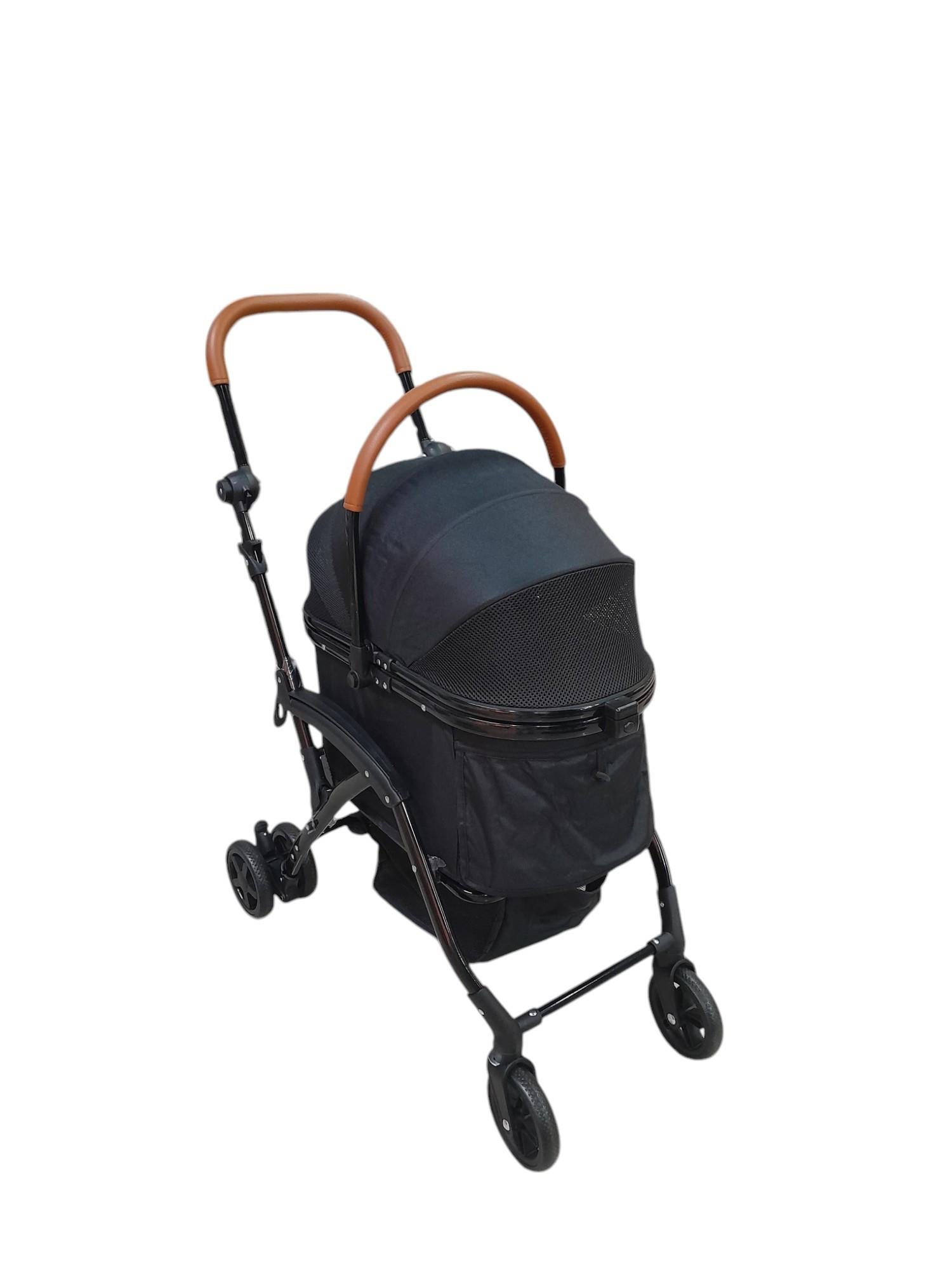 Zampa Orbit BL01T-B Siyah Kedi Köpek Arabası – Katlanabilir, Hafif, Fileli Tasarım, 34x69x95 cm - Görsel 3