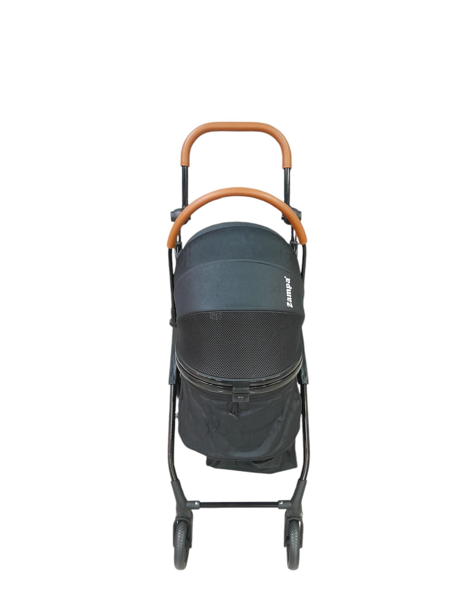 Zampa Orbit BL01T-B Siyah Kedi Köpek Arabası – Katlanabilir, Hafif, Fileli Tasarım, 34x69x95 cm - Görsel 4