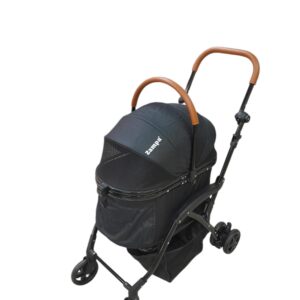 Zampa Orbit BL01T-B Siyah Kedi Köpek Arabası – Katlanabilir, Hafif, Fileli Tasarım, 34x69x95 cm