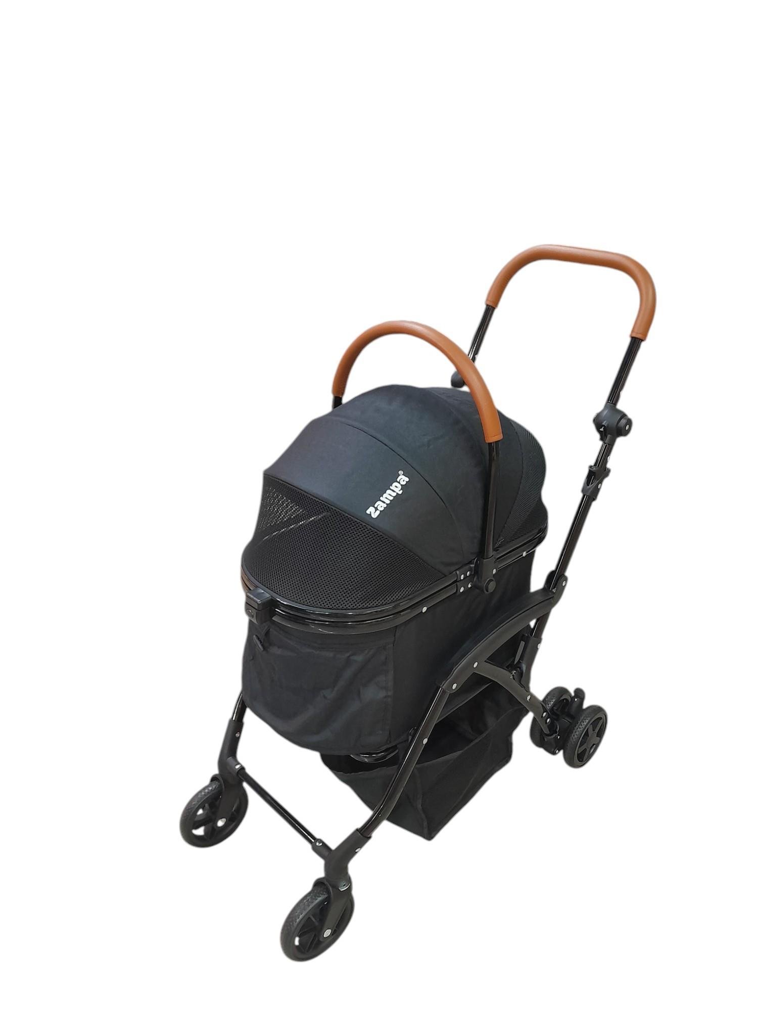 Zampa Orbit BL01T-B Siyah Kedi Köpek Arabası – Katlanabilir, Hafif, Fileli Tasarım, 34x69x95 cm