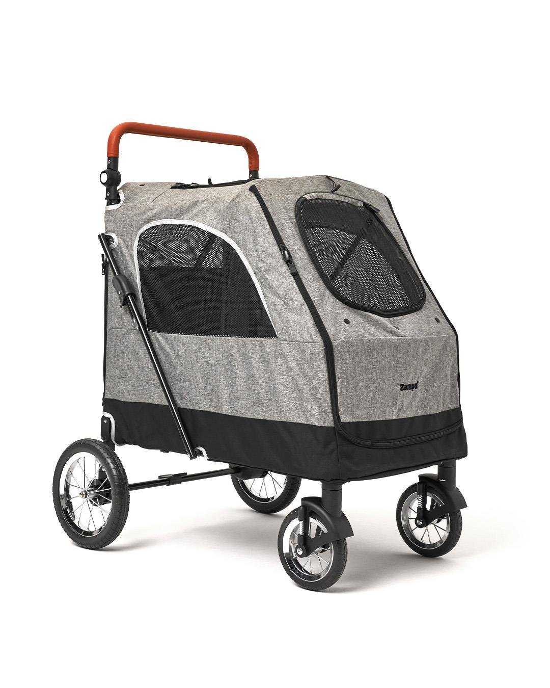 Zampa Stroll L01G-G Gri Kedi Köpek Arabası – Katlanabilir, Geniş Pusetli, 55 Kg Taşıma Kapasiteli, 69x81x110 cm