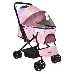 Zampa Nova BL08 Pembe Kedi Köpek Arabası – Katlanabilir, Çelik Gövdeli, 20 Kg Taşıma Kapasiteli