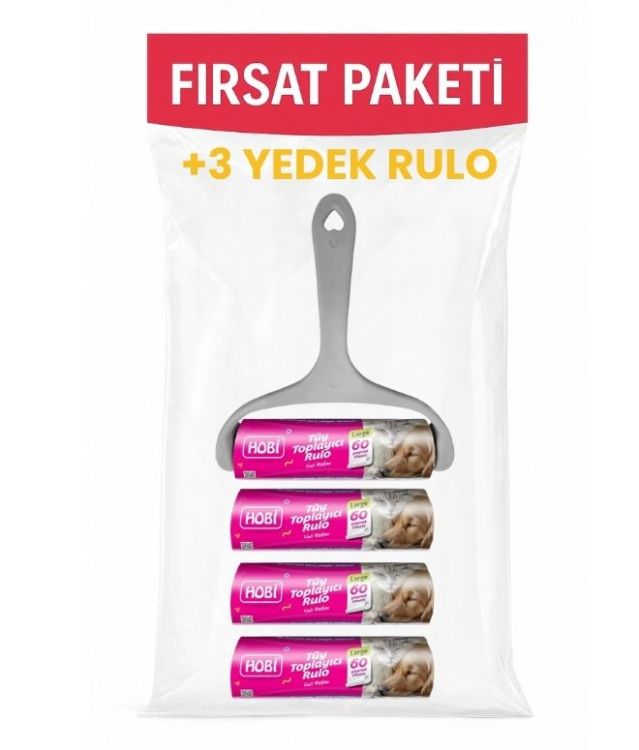 Hobi Tüy Toplama Rulosu Large Boy – 16 cm Geniş Başlık, 60 Yaprak + 3 Yedek