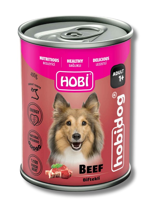 Hobi Hobidog Biftekli Yetişkin Köpek Konservesi 400 Gr x 12 Adet | Tam ve Dengeli Yaş Mama - Görsel 3