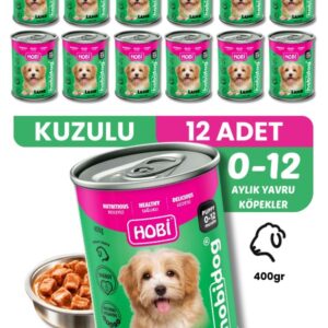 Hobi Hobidog Kuzu Etli Yavru Köpek Konservesi 400 Gr x 12 Adet | Tam ve Dengeli Yaş Mama