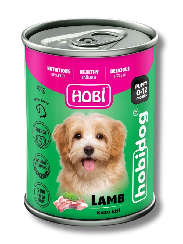 Hobi Hobidog Kuzu Etli Yavru Köpek Konservesi 400 Gr x 12 Adet | Tam ve Dengeli Yaş Mama - Görsel 3