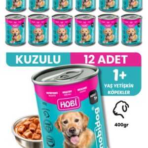 Hobi Hobidog Kuzu Etli Yetişkin Köpek Konservesi 400 Gr x 12 Adet | Tam ve Dengeli Yaş Mama